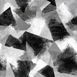 Black and white geometric wallpaper featuring shard patterns and a sketched texture.