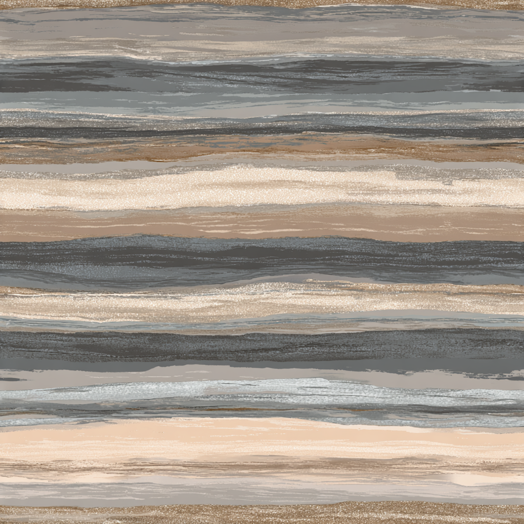 Textured horizon wallpaper with horizontal stripes by Wallshoppe, featuring brown, gray, and beige hues.
