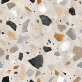 Terrazzo pattern wallpaper by Wallpaper Direct featuring beige, gray, black, and white flecks.