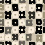 Neutral tone wallpaper with square and quatrefoil pattern.