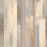 Neutral plank wallpaper with a painted texture and a wood-like design.