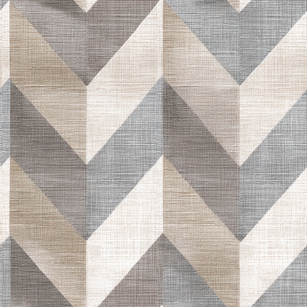 Textured geometric wallpaper with chevron pattern in neutral hues.