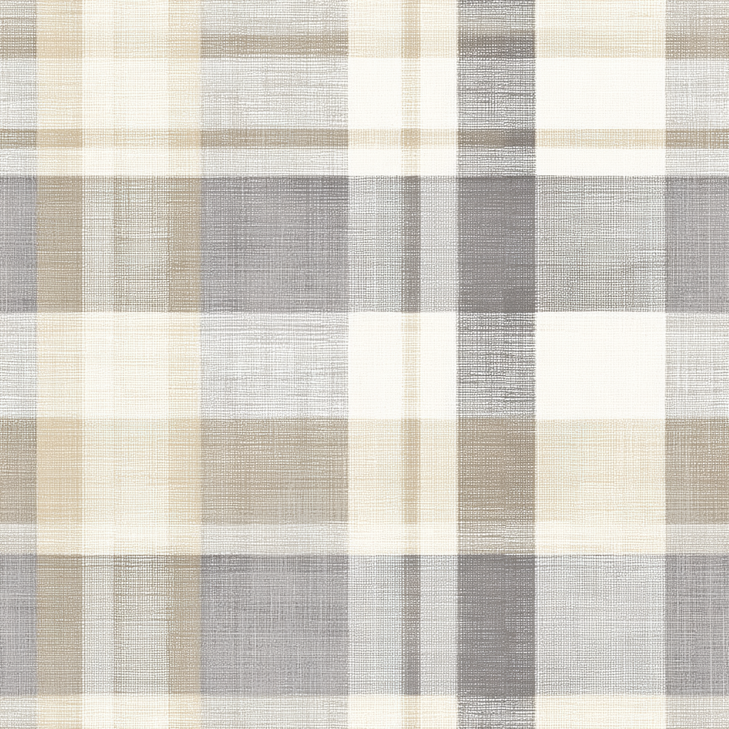 Muted field plaid wallpaper with subtle fabric texture and a neutral color palette.