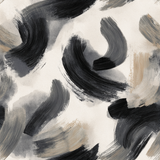 Inky Gesture wallpaper with brushstroke pattern, in shades of black, gray, and tan.