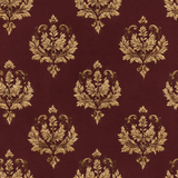 Burgundy and gold Laurel Court Wallpaper with damask pattern.